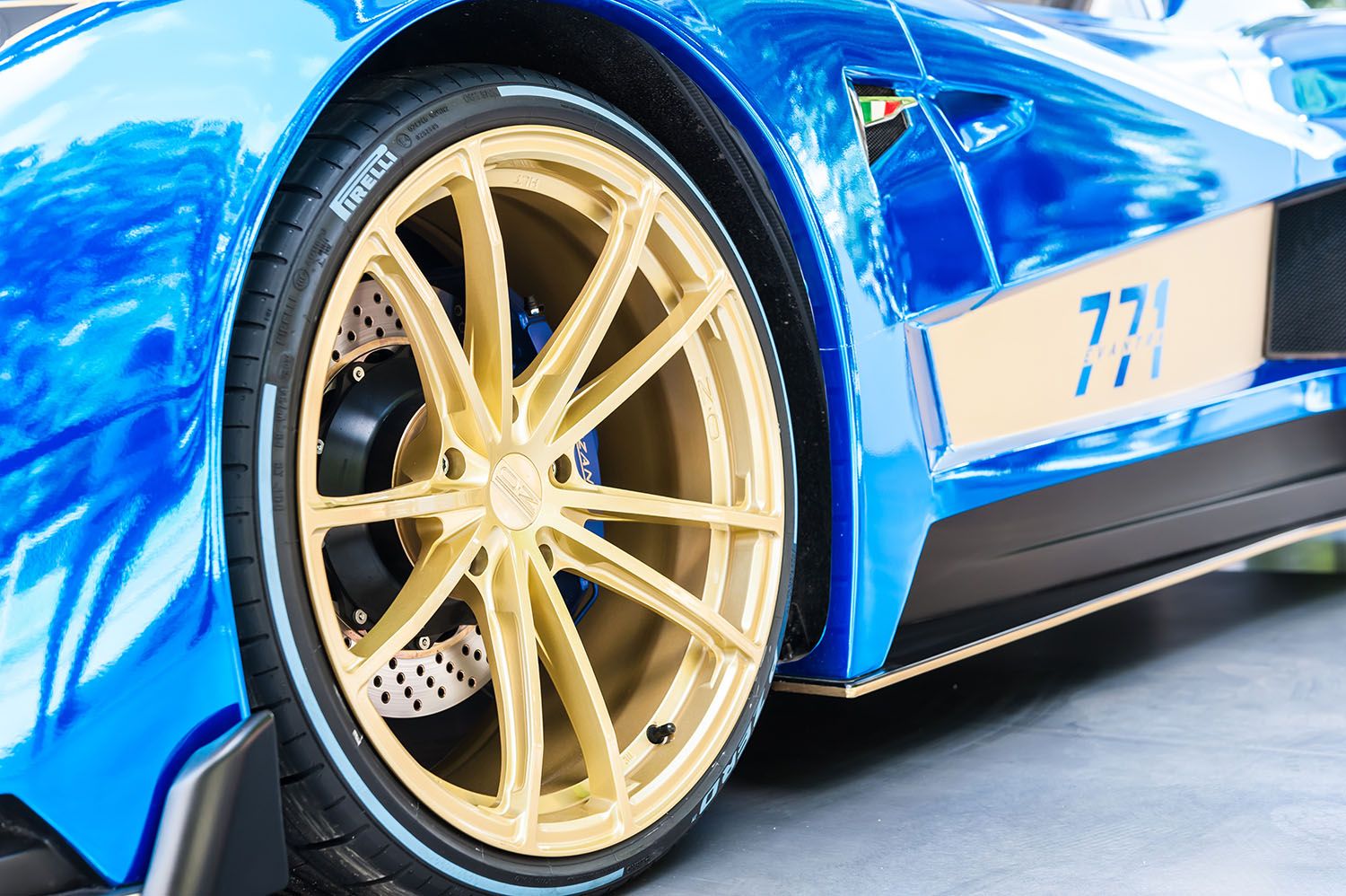 TORINO - JUN 08, 2017: Showroom. Close up of a new Mazzanti Evantra